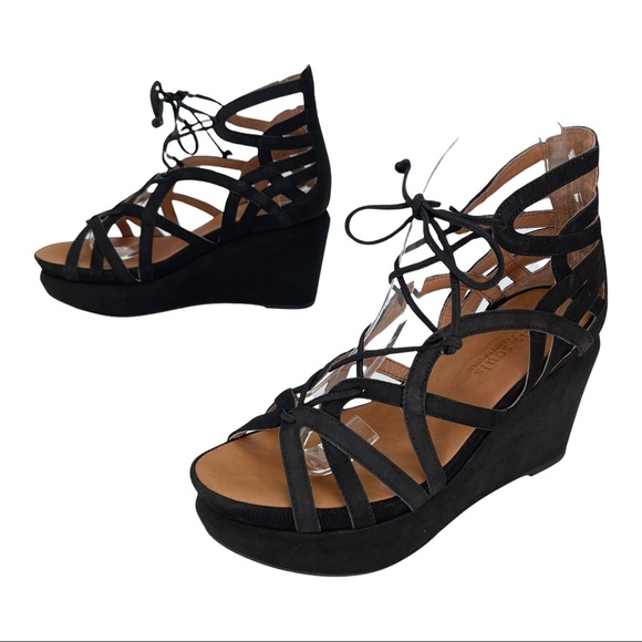 Gentle Souls Joy Black Leather Strappy Womens Wedge Sandals Size 8.5M - Picture 16 of 16